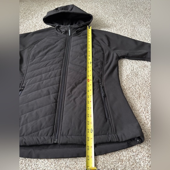 New Balance Hooded Jacket Womens Medium Black Full Zip Pockets Fleece Lined - Picture 12 of 12